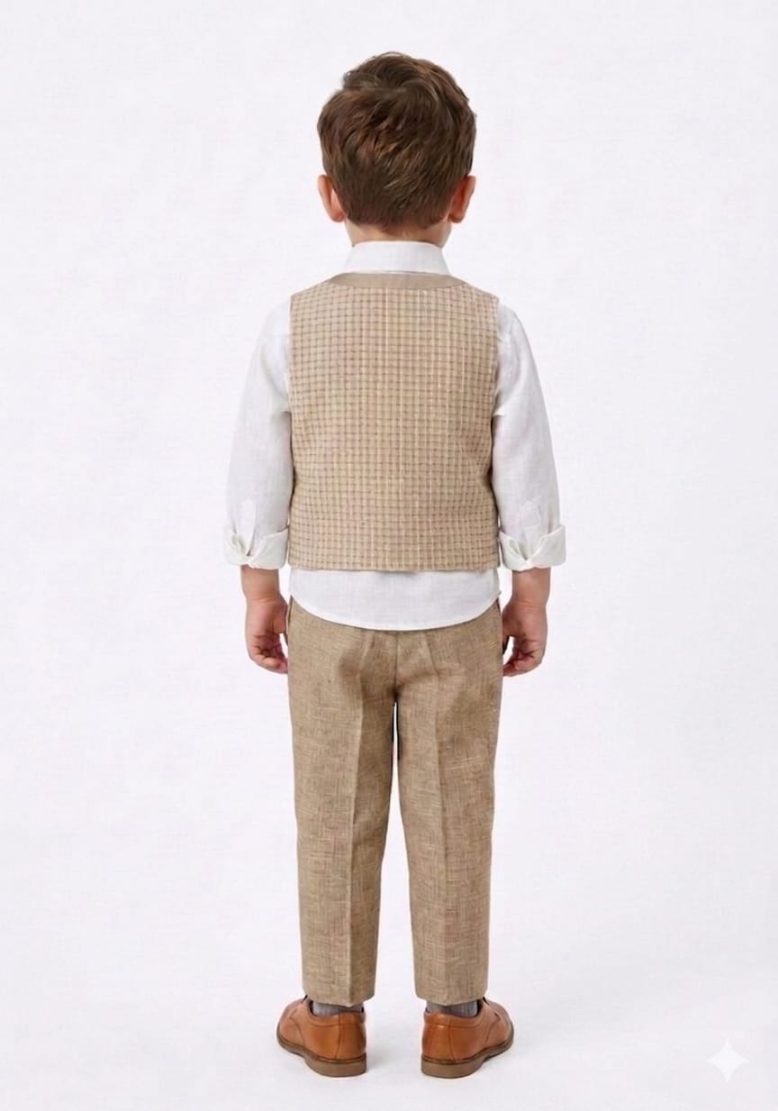 The Oatmeal Check Asymmetric Waistcoat Set