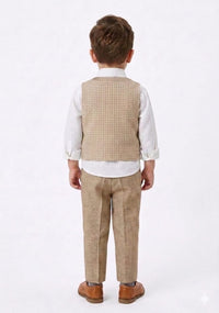 The Oatmeal Check Asymmetric Waistcoat Set