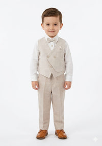 The Oatmeal Check Asymmetric Waistcoat Set