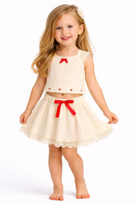 Petite Rose & Lace: 2-Piece Summer Skirt Set