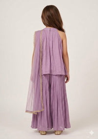 Lavender Three-piece Sharara Set.
