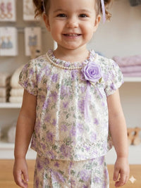Lilac Lace Pearl-Necklace Co-Ord Set
