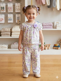 Lilac Lace Pearl-Necklace Co-Ord Set