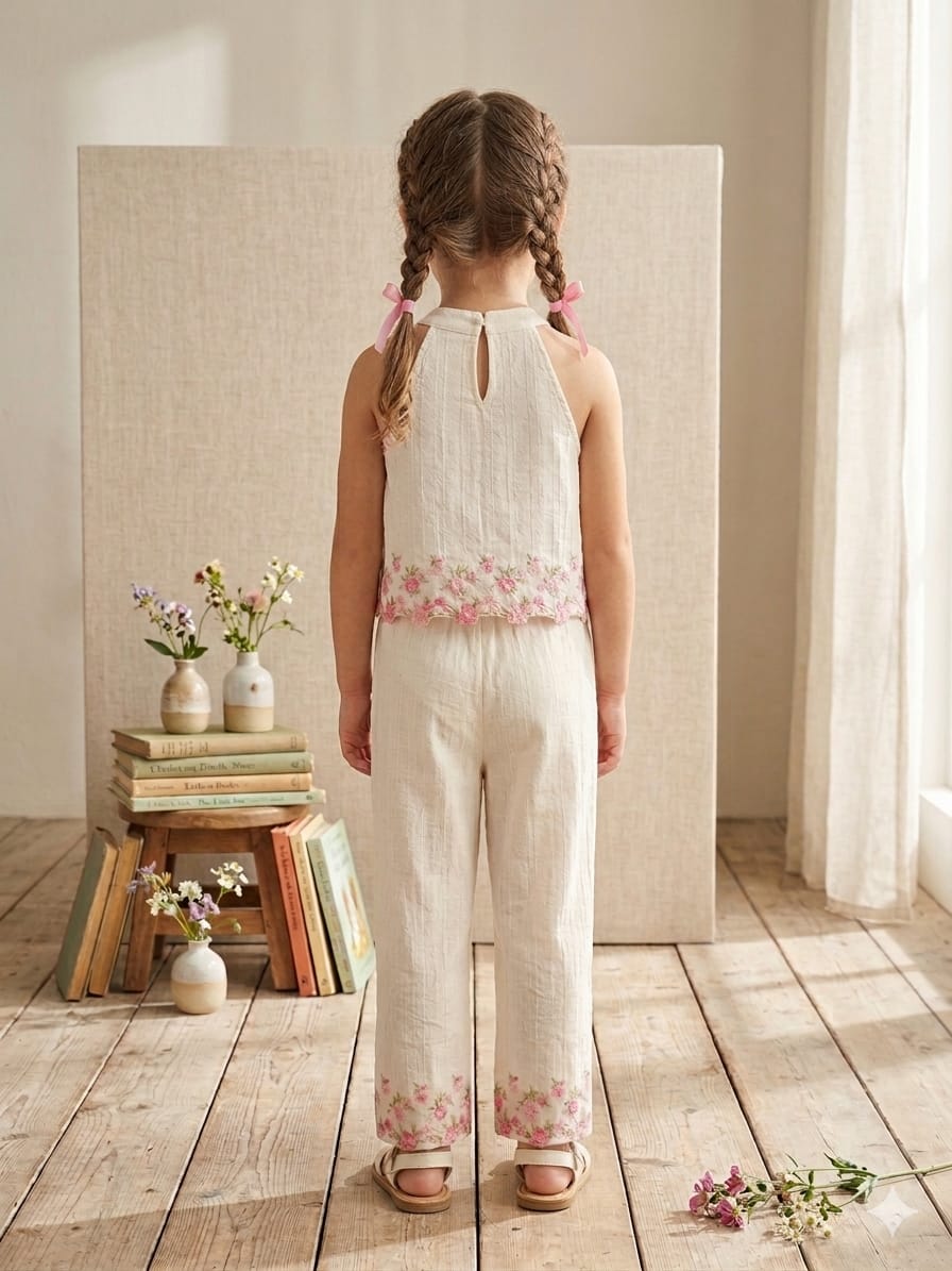 Ivory Vintage Blossom Halter & Trousers Set