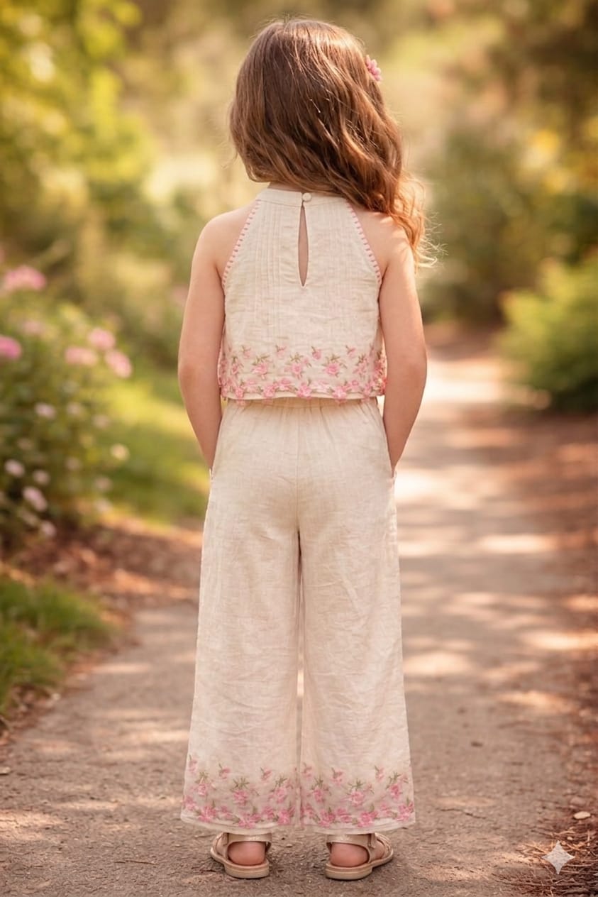 Ivory Vintage Blossom Halter & Trousers Set