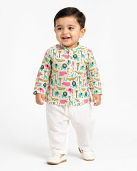Whimsical Animal Kingdom Cotton Kurta Set for Boys