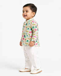 Whimsical Animal Kingdom Cotton Kurta Set for Boys
