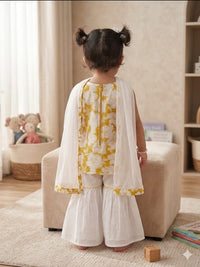 Cotton Infants Yellow and White Sharara Set