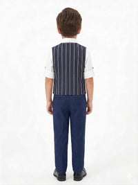 Boys' Navy Pinstripe Waistcoat, Shirt & Trouser Set