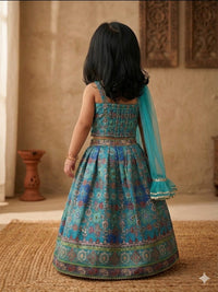 Turquoise floral lehenga set