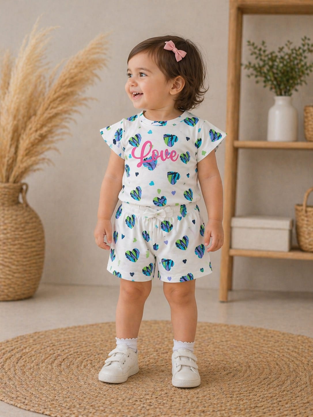Toddler Girls' Heart-Print Co-ord Set