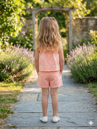 Peach Daisy Gingham Smocked Coordinate Set