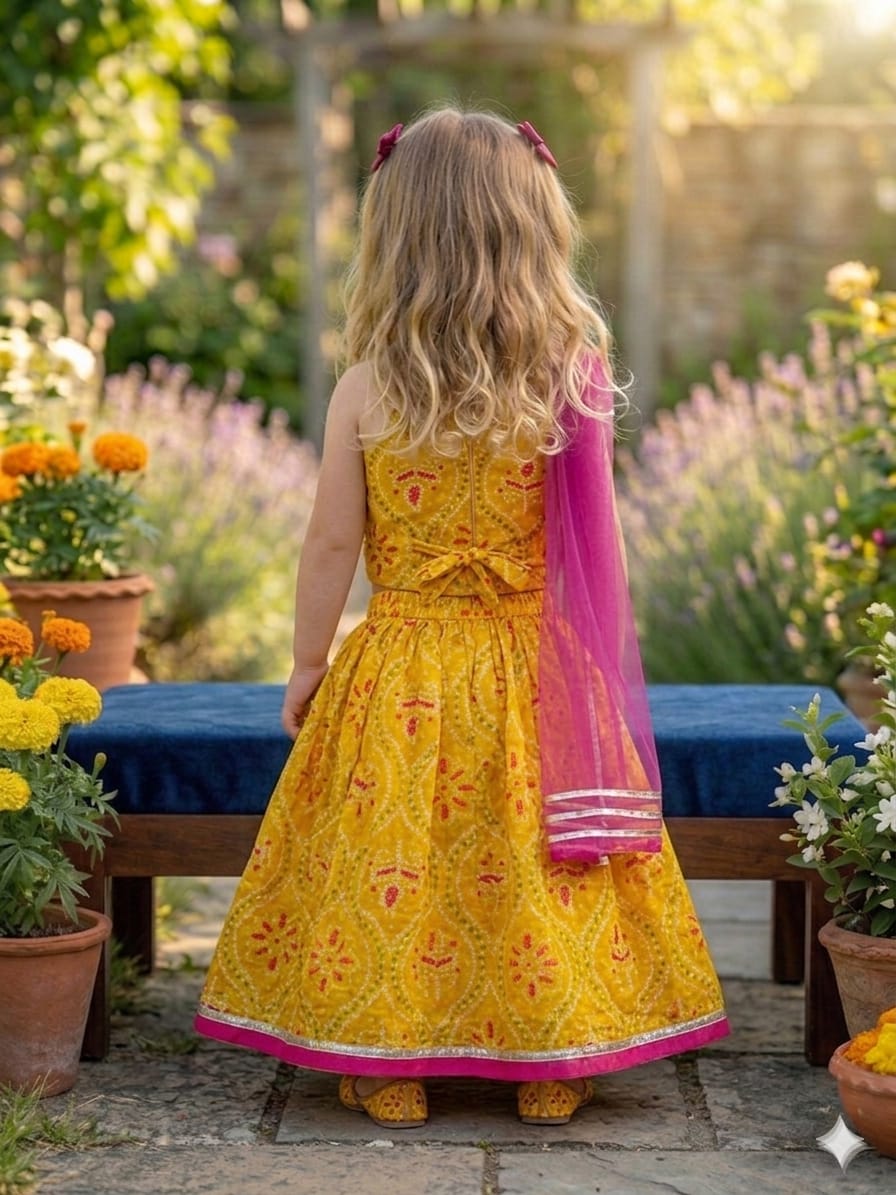 Mustard Yellow Girls' Lehenga Choli