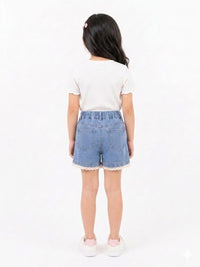 Pearl & Lace Embellished Denim Shorts