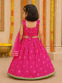 Rani Pink Bandhani (tie-dye) print Lehenga Choli