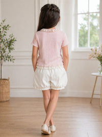 Girls Vintage Lace Ribbed Coordinate Set