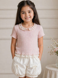 Girls Vintage Lace Ribbed Coordinate Set