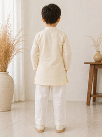 Cream & Ivory Tonal Kurta Set.