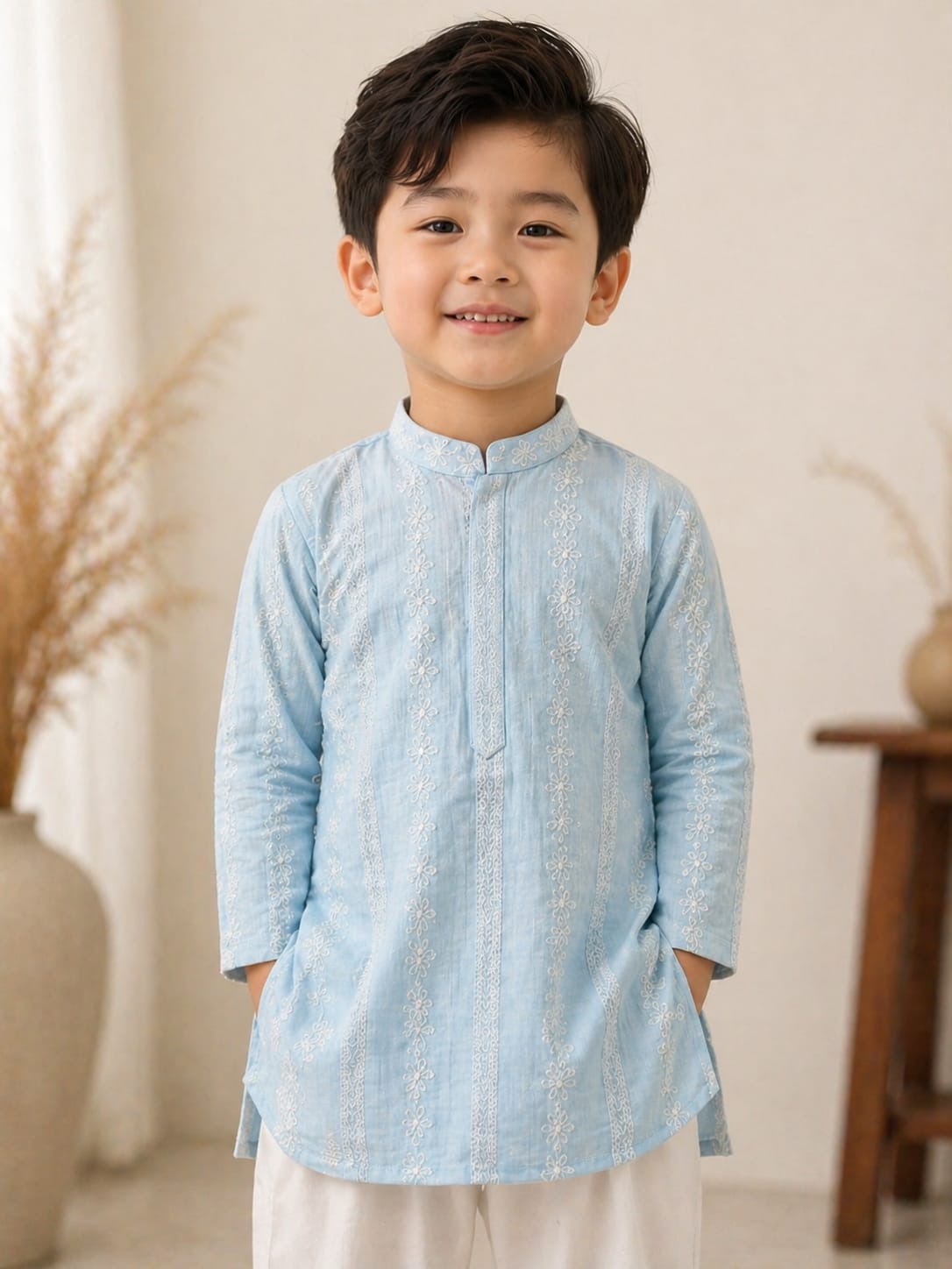 Azure Grace Chikankari Kurta Set