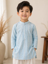 Azure Grace Chikankari Kurta Set
