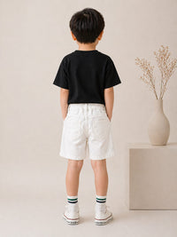 Arctic White Denim Utility Shorts