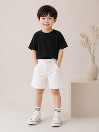 Arctic White Denim Utility Shorts
