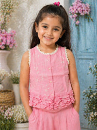 Pink Peony Embroidered Summer Set
