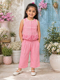 Pink Peony Embroidered Summer Set