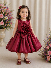 Petal Perfection: Girls’ Wine  Party Dress