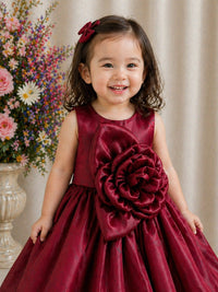Petal Perfection: Girls’ Wine  Party Dress