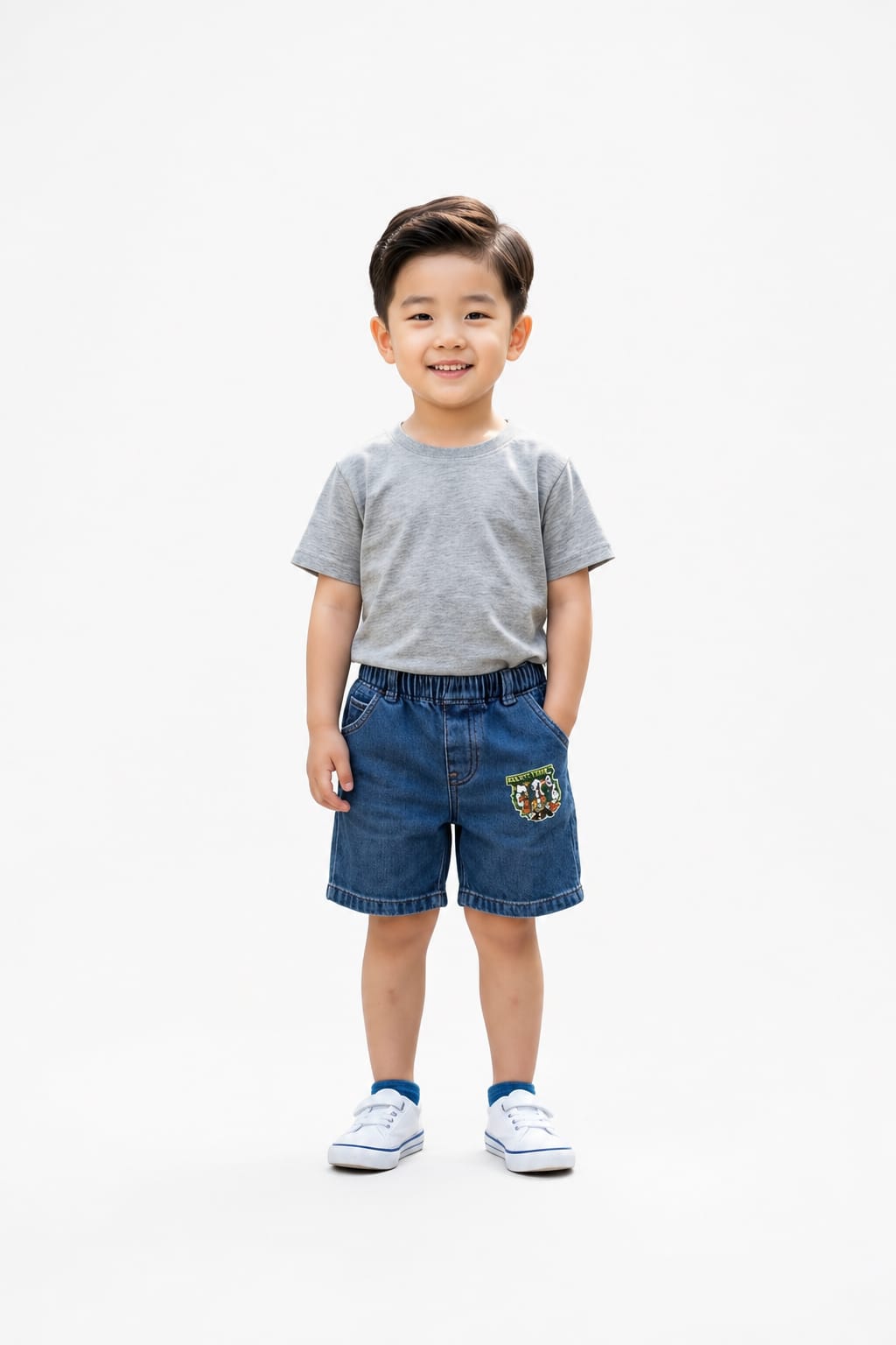 Boys' Pull-On Denim Shorts with Graphic Patch