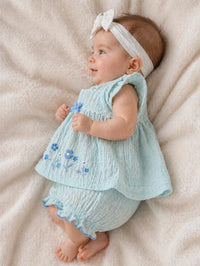 Infant Embroidered Garden Tunic & Bloomer Set - Sky Blue