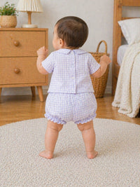 Infant Lilac Gingham Giraffe Set
