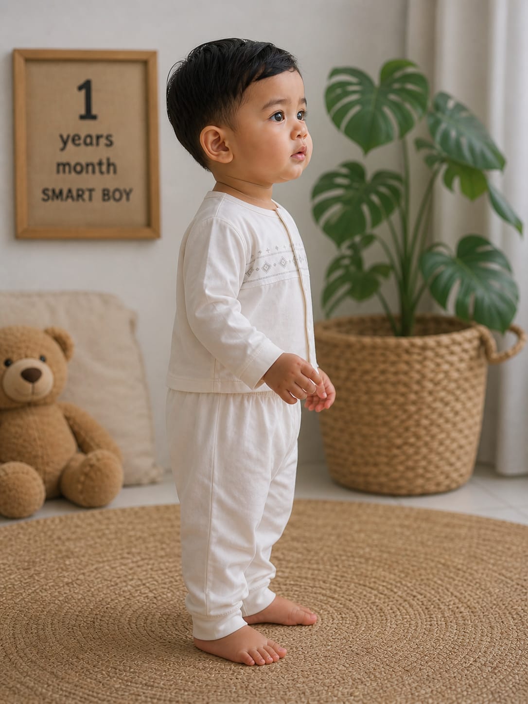 Premium Summer Night Suit - Ivory Bear Collection