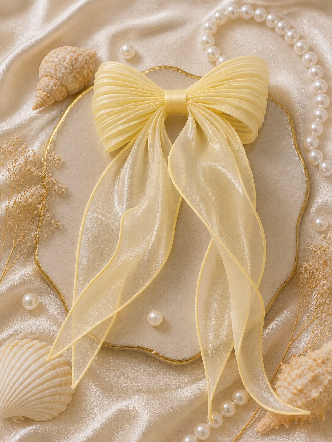 Frilled Yellow Hair Bow
