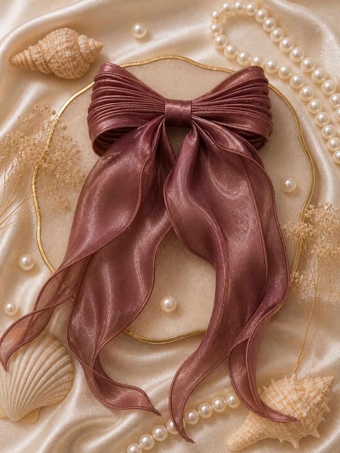 Frilled  Mauve Hair Bow