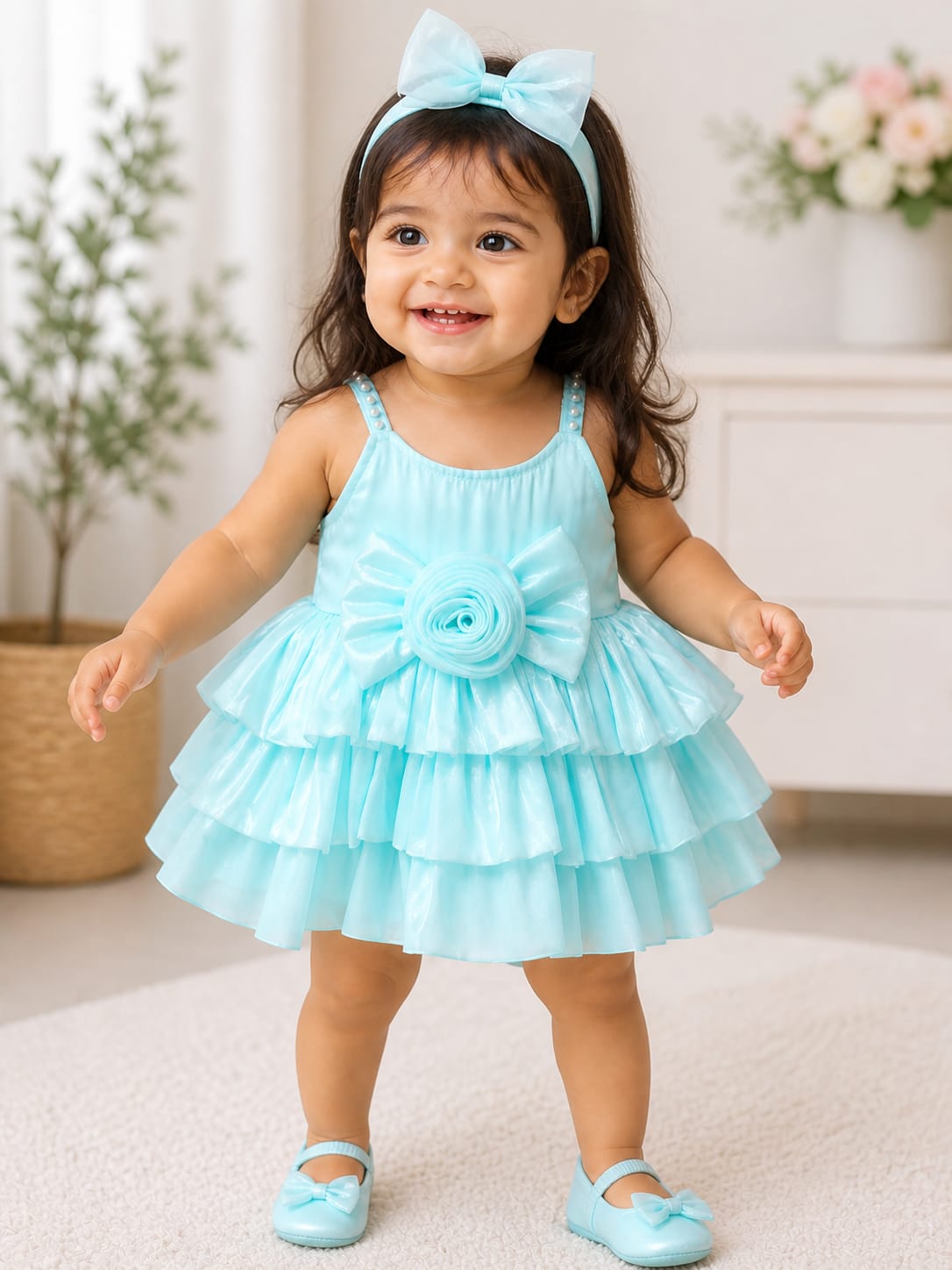 Infant Sky-Blue Party Frock