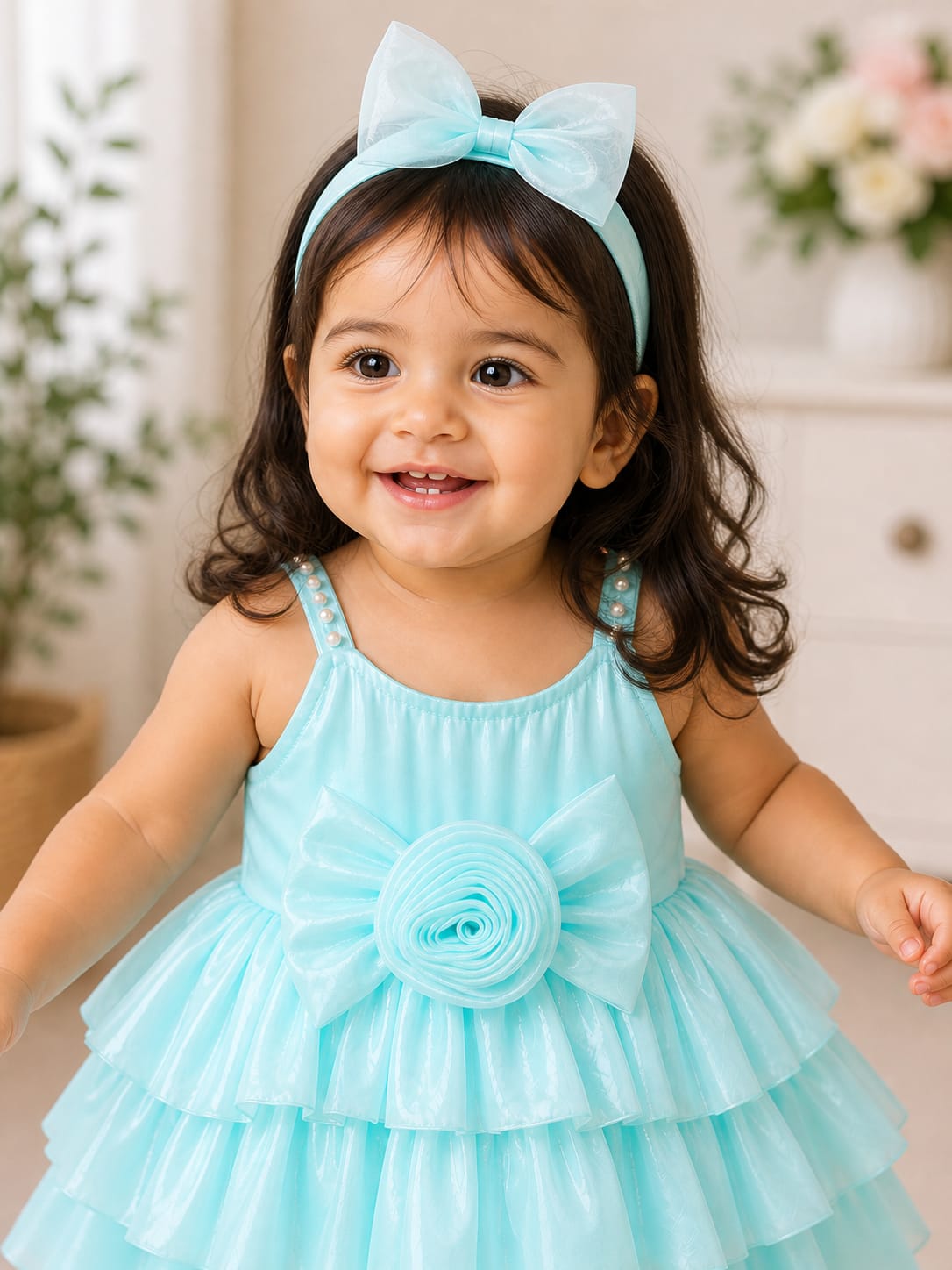 Infant Sky-Blue Party Frock