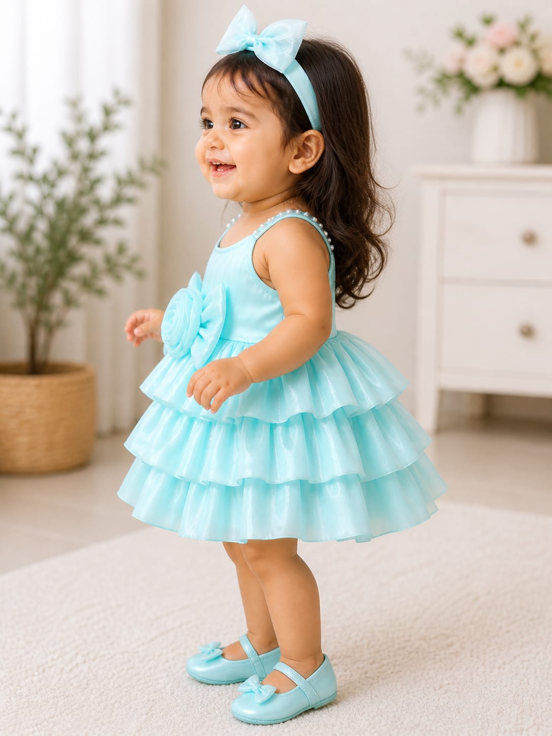 Infant Sky-Blue Party Frock