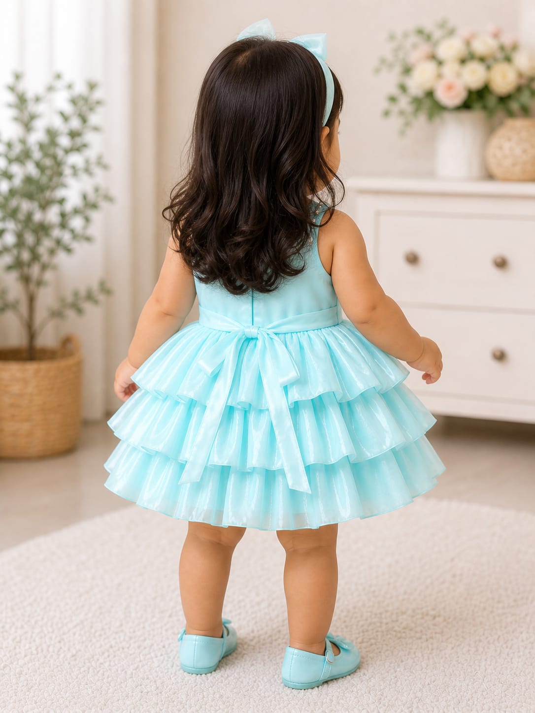 Infant Sky-Blue Party Frock