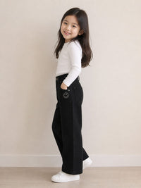 Girls Black Wide-Leg Jeans