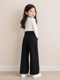 Girls Black Wide-Leg Jeans