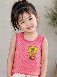 Hot Pink Sequin Chevron Tank Top