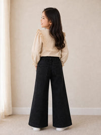 Girls Charcoal Black Flare Jeans