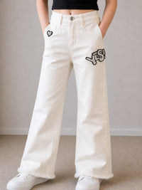 Girls Off-White Wide-Leg Jeans