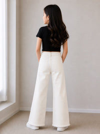 Girls Off-White Wide-Leg Jeans