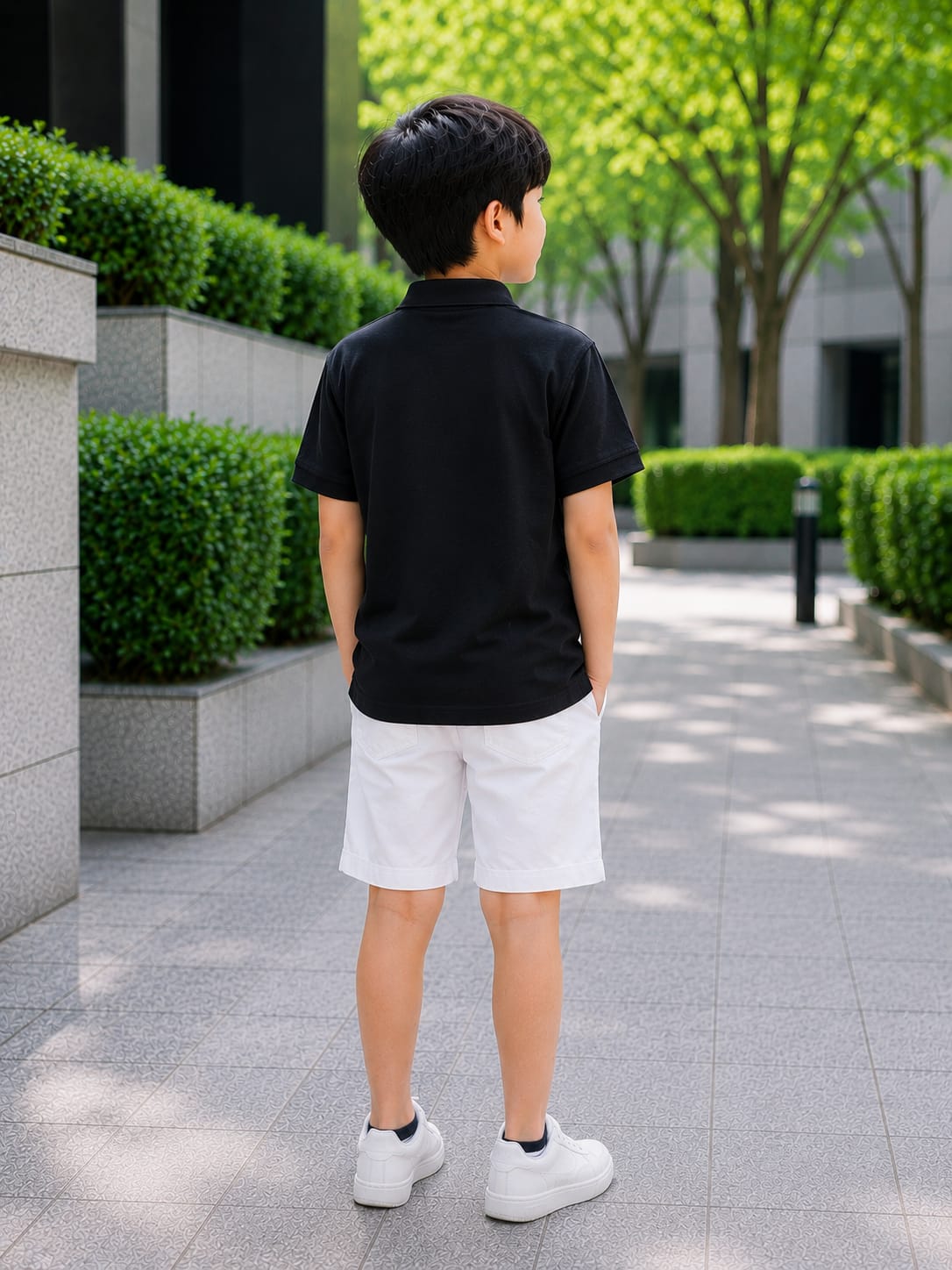 Jet Black Polo with Olive Horizontal Panel