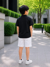 Jet Black Polo with Olive Horizontal Panel