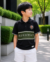 Jet Black Polo with Olive Horizontal Panel