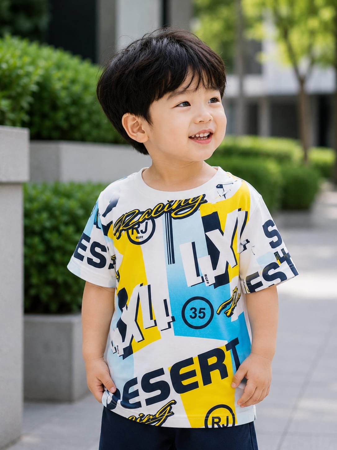 White "Racing & Desert" All-Over Print